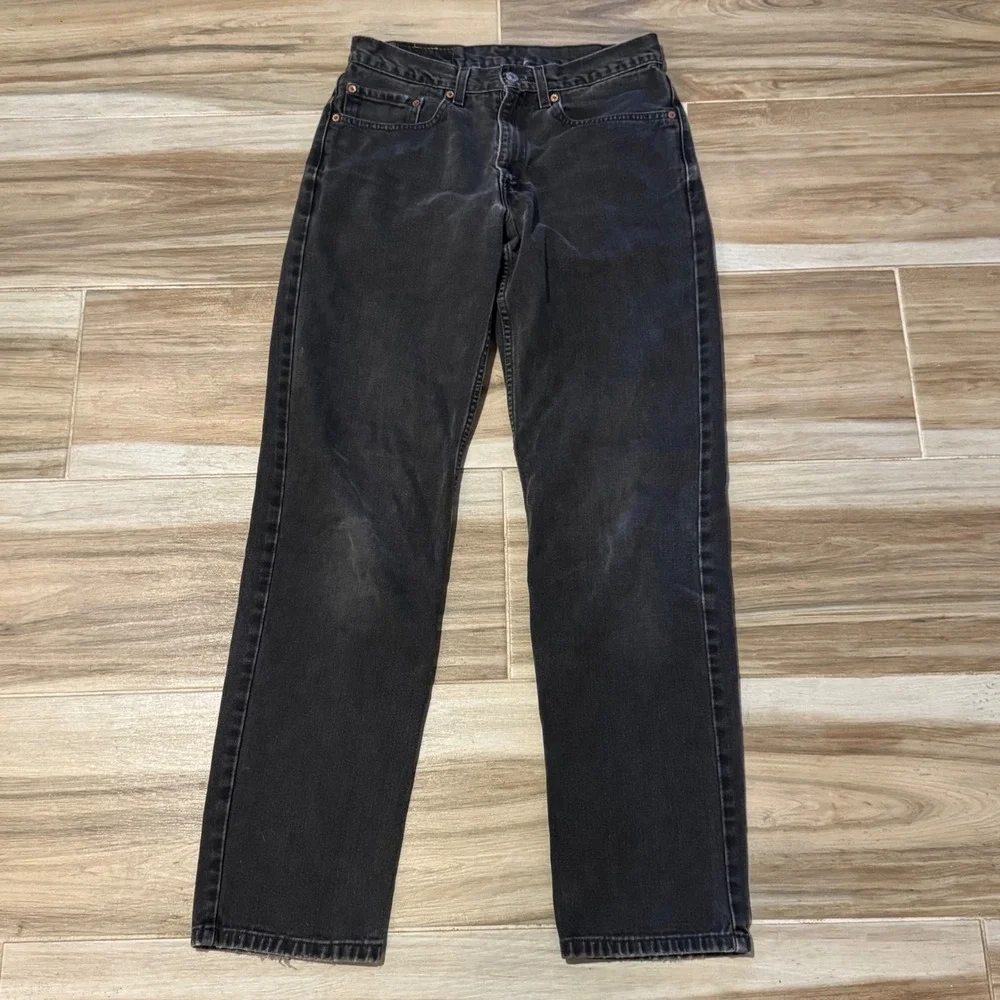 Vintage Levis 550 Relaxed Fit Black Denim Jeans 31x34 Faded Tapered Leg 0202